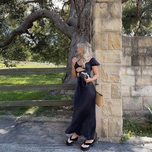 SOLD Satin Cut-Out Maxi Dress